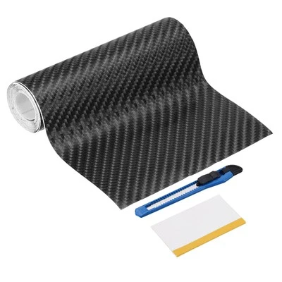 4D Carbon Fiber Vinyl Wrap 3.94" x 5ft Self-Adhesive with Scraper Black