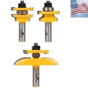 Raised Panel Cabinet Door Rail and Stile Router Bits Set 3 Bit Round Over 1/2...