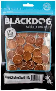 Fish & Chicken Sushi 150 gram Dog & Puppy Treats by Blackdog