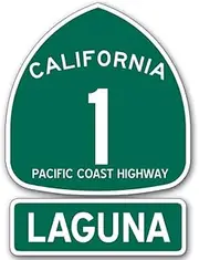 PCH 1 and LAGUNA Sign Shaped Sticker (highway ca rv beach road historic drive coast california vinyl decal for car window or laptop (3 x 4 inch)
