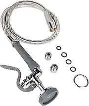 TBER Pre-rinse Hose with Spray Valve, 45” Flexible Stainless Dish Sprayer Hose with Spray Valve Assembly for Commercial Kitchen Sink Faucet (Gray)