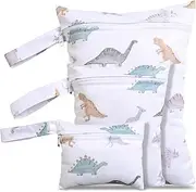 [Ditind] Wet Dry Bags for Baby Cloth Diapers, 3 Pack Waterproof Washable Travel Bags, Reusable for Travel, Beach, Pool, Stroller, Diapers, Dirty Gym Clothes, Swimsuits.