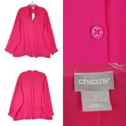 Chicos Shirt Set Button Up Long Sleeve Womens Size 3 US XL Berry Pink Blouse New