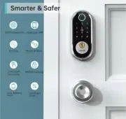 Hornbill Door Knob with Smart Lock Fingerprint Deadbolt Bluetooth Alexa Silver