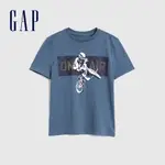 GAP 男童裝 立體印花短袖T恤-藍色(825601)