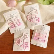 Plain Snap Clip Set Set Of 12 - 10 - Pink - One Size