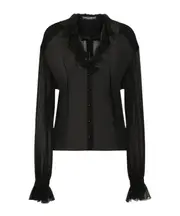 Dolce Gabbana Ruffle Collar Chiffon Blouse IT44,IT42 black