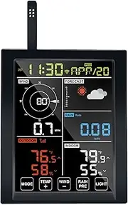 Ecowitt WN1980 Wi-Fi Weather Station, with Indoor Temperature&Humidity and Barometric Sensor Antenna, 5.3'' LCD Display, Touch Screen Key, Supports Various Ecowitt Sensors, 433 MHz
