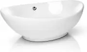 23" X 15" Oval White Ceramic Vessel Sink - Modern Egg Shape above Counter Bathro