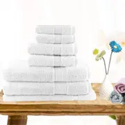 Softouch Light Weight Soft Premium Cotton Bath Towel 7 Piece White Towel Pack
