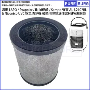 適用LAPO Evapolar ikiiki伊崎 Sampo聲寶AL-L2107BL Niconico空氣清淨機替換用HEPA濾網濾芯