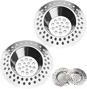 Tomario Stainless Steel Kitchen Sink Strainer Plug, Standard Strainer Drain Protector Hair/Food Catcher for Bathroom, Kitchen, Shower (External Diameter 7cm, Inner Diameter 3.3cm, Pack of 2)