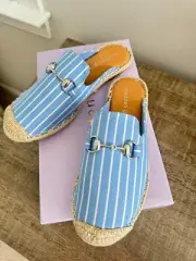 NIB Circus By Sam Edelman Emely Blue/White Stripe Women's Slip on Mule Flats