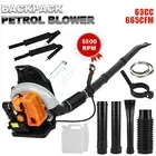 Backpack Gas Leaf Blower Gas Snow Blower 665CFM 63CC 2-Stroke Engine Blower