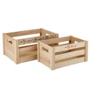 Storage Boxes - - Set of 2 Farmhouse Style Nesting Wood Storage Crates, Small...