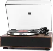 [Mersoco] Vinyl Record Player with Magnetic Cartridge, High Fidelity Belt Drive Turntable with Built-in Speakers, Bluetooth Playback and Aux-in Functionality, Auto Off