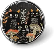[FZMVSQH] Cats And Mushrooms Printed Round Button Pin Badges Metal Pinback Buttons 1 Inch Pins for Hat Shirt Clothing Bags Decoration, Circular, Aluminum, Circular, Aluminum