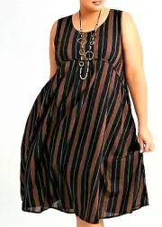 TS TAKING SHAPE VIRTU plus S - M / 18 Ola Lurex Stripe Cotton Dress NWT rrp$130!