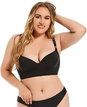 [Generic] Plus Size Full Coverage Underwire Bra, Medium Support, Adjustable Straps, Available in Black and Beige