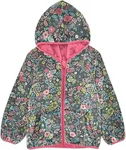 [GuoChe] Girls Sherpa Lined Vintage Farmhouse Leaves Floral Jackets For Toddler Boys Peach Girls Fleece Zip Up Jacket 3-10T