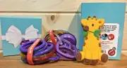Drop it Baby Giraffe, Teether, Bottle|Sippy Cup Holder w/ Ring Chain Bundle NIB