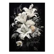 White Black Flower Canvas Print