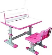 Height Adjustable Kids Desk and Chair Set, Writing Table with Eye Protection Lamp ＆ Storage Drawer, Ergonomic Chair