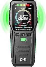 Pinless Moisture Meters Non-Invasive Digital Wood Moisture Tester Water Leak Detector for Wall,Lumber, building,Firewood,Humidity Tester (Black)