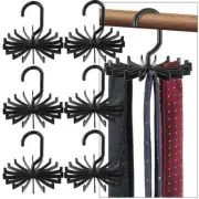 6PCS 360° Rotatable Tie Rack Hanger Organizer Scarf Belt Hook Storage Holder Set