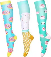 LEOSTEP Compression Socks for Women (3Pair) Knee High Support Stocking Ideal for Nurse, Flight, Sports, Travel, Pregnancy 20-30mmHg