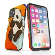 For iPhone 11 Case Armoured Tough Cover,Panda's Toilet