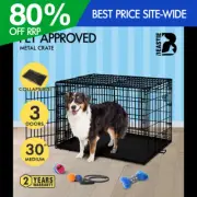 BEASTIE Dog Cage Pet Crate Kennel Cat Foldable Metal Playpen 30" Large