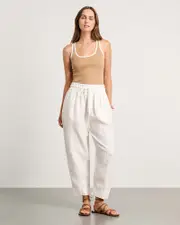 [Jag] Jag Women's Sabine Linen Pull On Pants In White Size 14 14 White