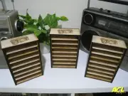 b Retro 8 Cassette Plywood Tape Rack Storage Display Case Holder