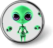 [FZMVSQH] Green Alien Printed Round Button Pin Badges Metal Pinback Buttons 1 Inch Pins for Hat Shirt Clothing Bags Decoration, Circular, Aluminum, Circular, Aluminum