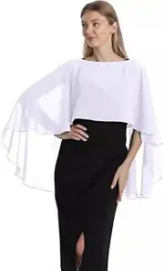 [Generic] Women Chiffon Cape Bridal Soft Chiffon Scarve Shawls Wraps Beach Cover Up Wedding Bridal Capelet Evening Shawls