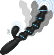 Vibrating Anal Beads Butt Plug Anal Sex Toy for Male Prostate Massager Flexible Silicone Anal Bead Vibrator Anal Toy for Men and Women with 7 Vibrations for Male and Female Couples