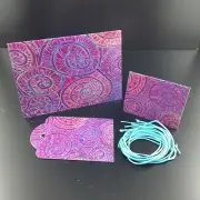 Pink Rainbow Note Card Tag Matching Set String Labels Handmade Original Designs