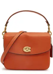 Coach Cassie 19 Leather Cross Body Bag, Leather Bag, Back Slip Pocket - Orange One Size