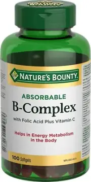 Nature's Bounty B Complex w/Folic Acid plus Vitamin C, 100 Softgels