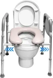 Steel Bedside Commode, Standard Seat, Sturdy Folding Frame