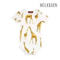 在飛比找momo購物網優惠-【Milkbarn】嬰兒 竹纖維包屁衣-短袖-長頸鹿(包屁衣