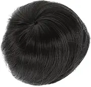 HONMEET Synthetic Hair Bun Wig Khaki Hair Chignon Easy to Use Natural Black for Ponytail Volume