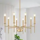8 Light Gold Chandelier Light Fixture, Modern Farmhouse Chandeliers for Dinin...
