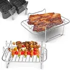 2Pc Air Fryer Accessories Frying Cage Dish Baking Pan Rack Pizza Tray ✎ .q