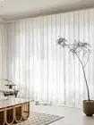 Striped Sheer Curtains Light Filtering Semi Solid Voile Window Drapes Rod Pocket