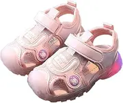IWIHMIV Girls Summer Sandals Walking Shoes Light Up Baby Shoes Boys and Girls Slip on Children Sandals Water Shoes for Outdoor