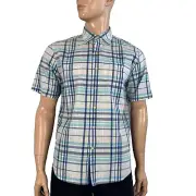 Tommy Bahama Brant Pointe Plaid Short Sleeve Camp Shirt Size M in Dockside Blue
