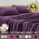2000TC Hotel Bed Fitted Sheet Set with Pillowcases Soft Single Double Queen King