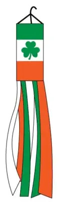 10 x IRELAND CLOVER Windsock Super Shiny poly 5ft wind sock shamrock Irish flag